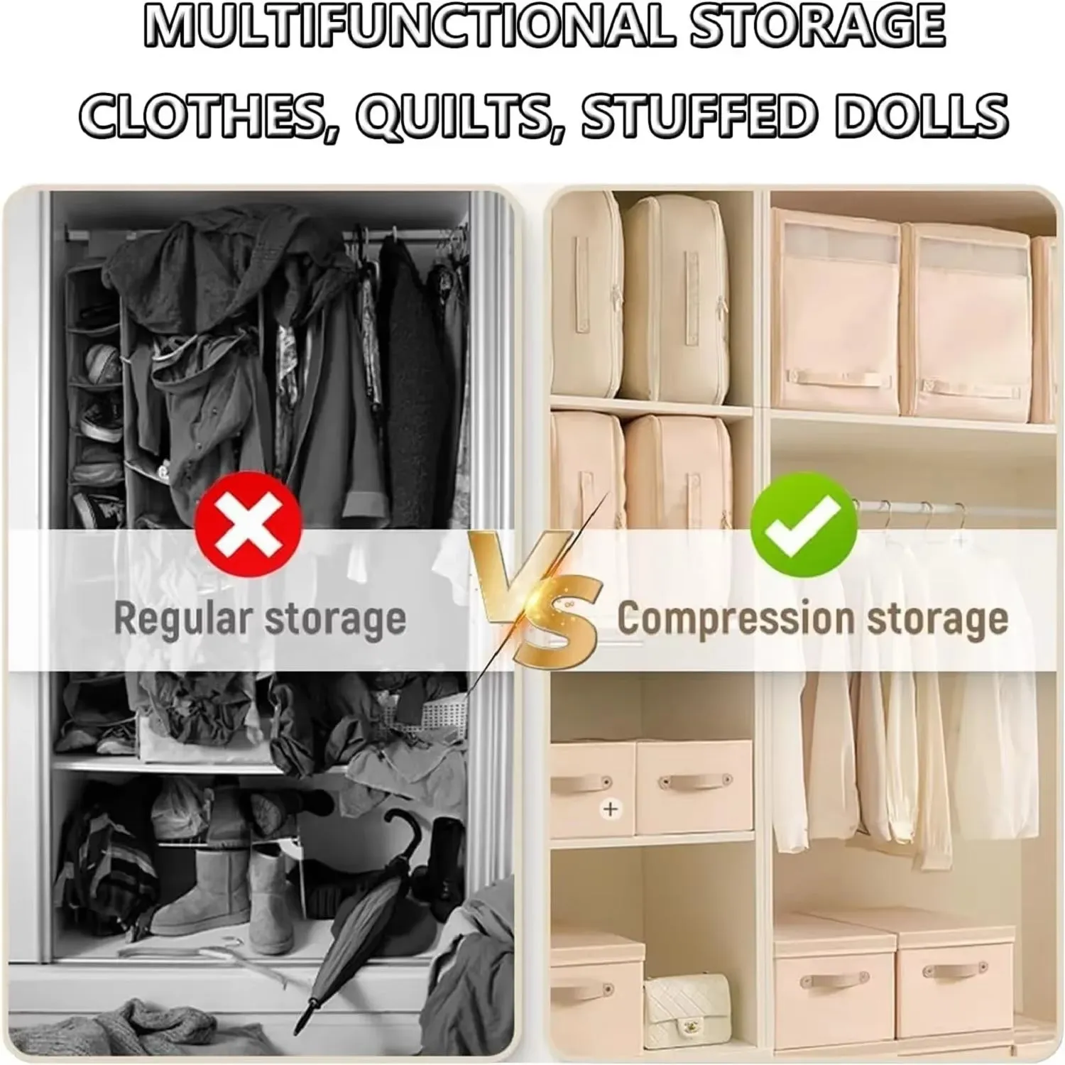 ANYHOUZ Storage Bag Set 2PCS XL Packing Cubes Ultra Space Saving Self Compression Quilt Organizer