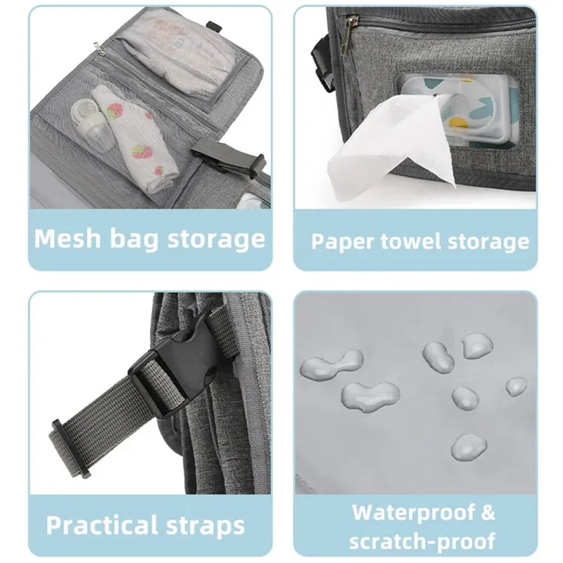 ANYMOM Mommy Diaper Bag Grey With Changing Pad Mattress Maternity Shouder Bag