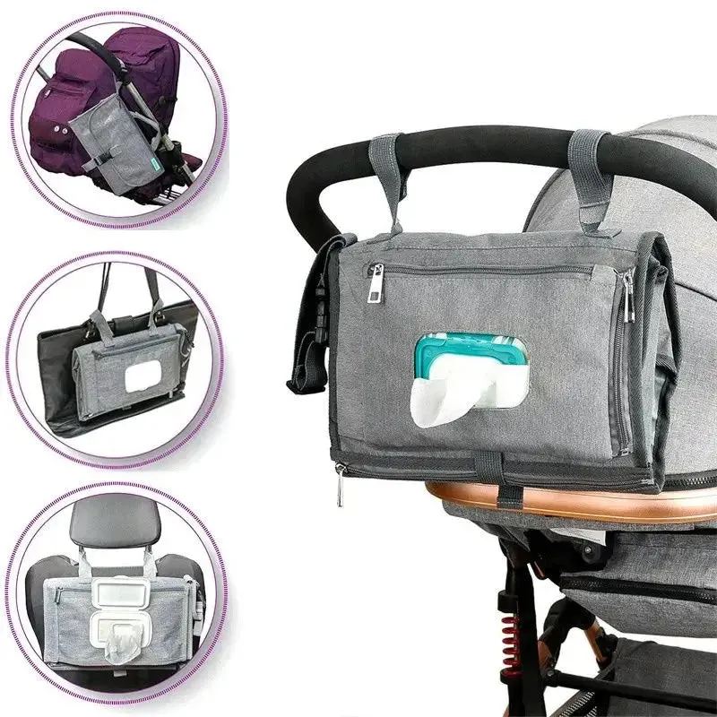 ANYMOM Mommy Diaper Bag Grey With Changing Pad Mattress Maternity Shouder Bag