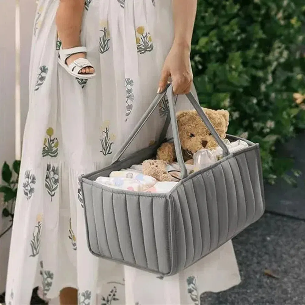 ANYMOM Mommy Diaper Bag Rectangular Line Pattern Basket Storage Stackers And Caddies Storage Organizer