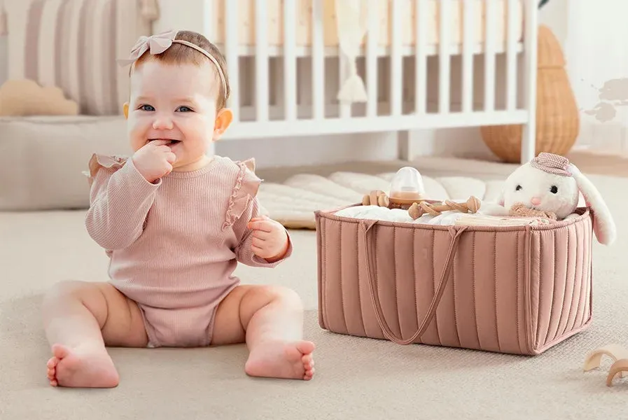 ANYMOM Mommy Diaper Bag Rectangular Line Pattern Basket Storage Stackers And Caddies Storage Organizer