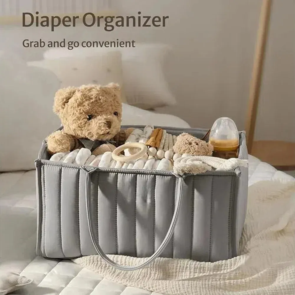 ANYMOM Mommy Diaper Bag Rectangular Line Pattern Basket Storage Stackers And Caddies Storage Organizer