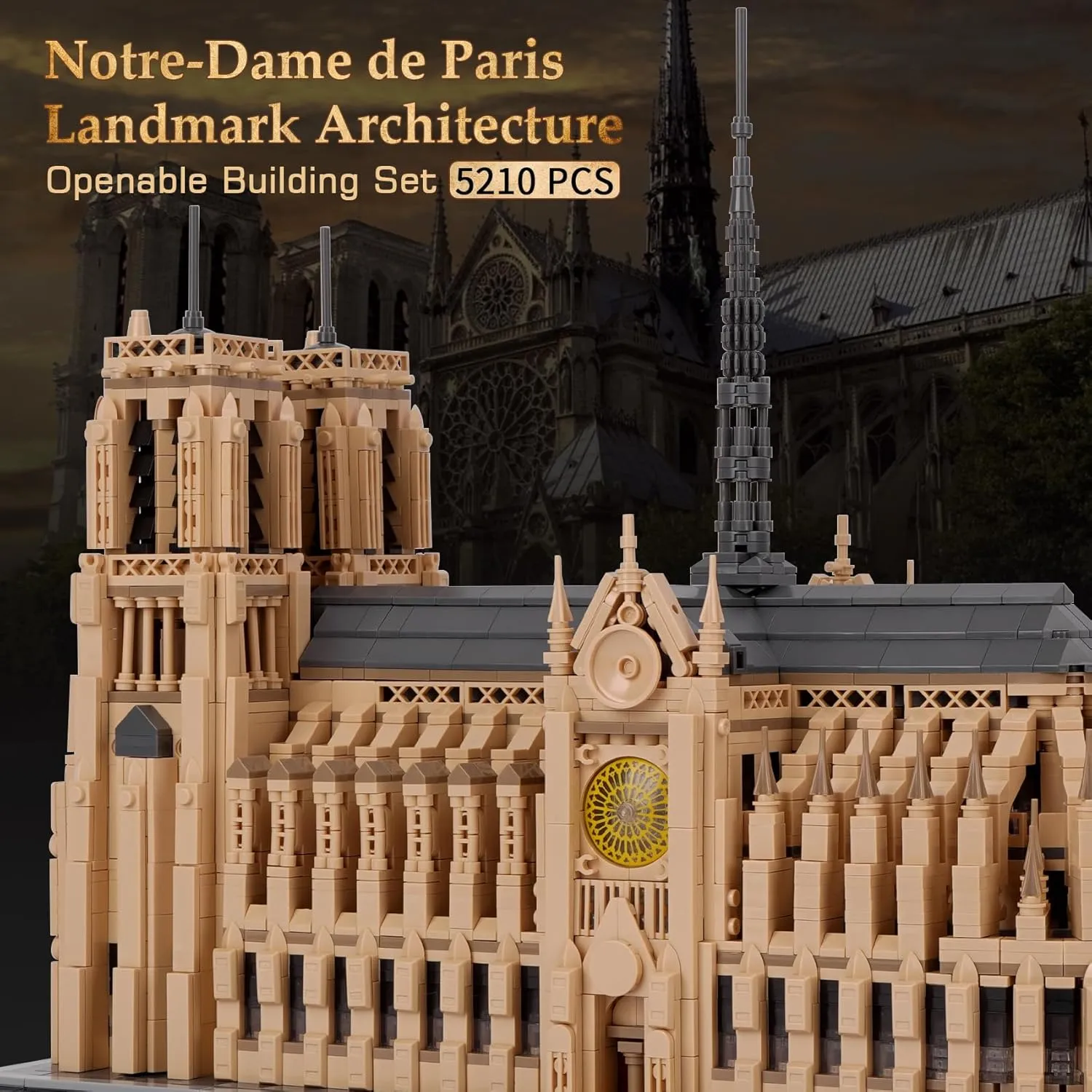 Architecture Notre-Dame de Paris Model Building Block Set, Openable Architecture Model Micro Building Kit Collection Building Toy