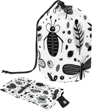 Art Black Insects Travel Cosmetic Bags Makeup Bag for Women, Foldable Drawstring Travel Cosmetic Bags, Portable Toiletry Bucket Bag