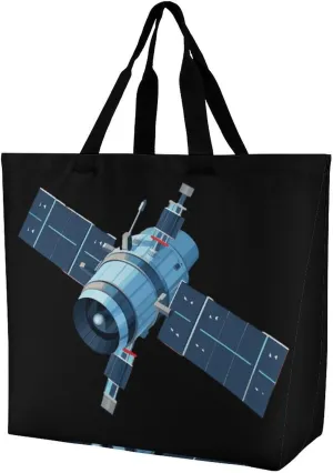 Artificial Satellite Shoulder Bag Large Capacity Shopping Bag Washable Grocery Bag Handbag for Women Men