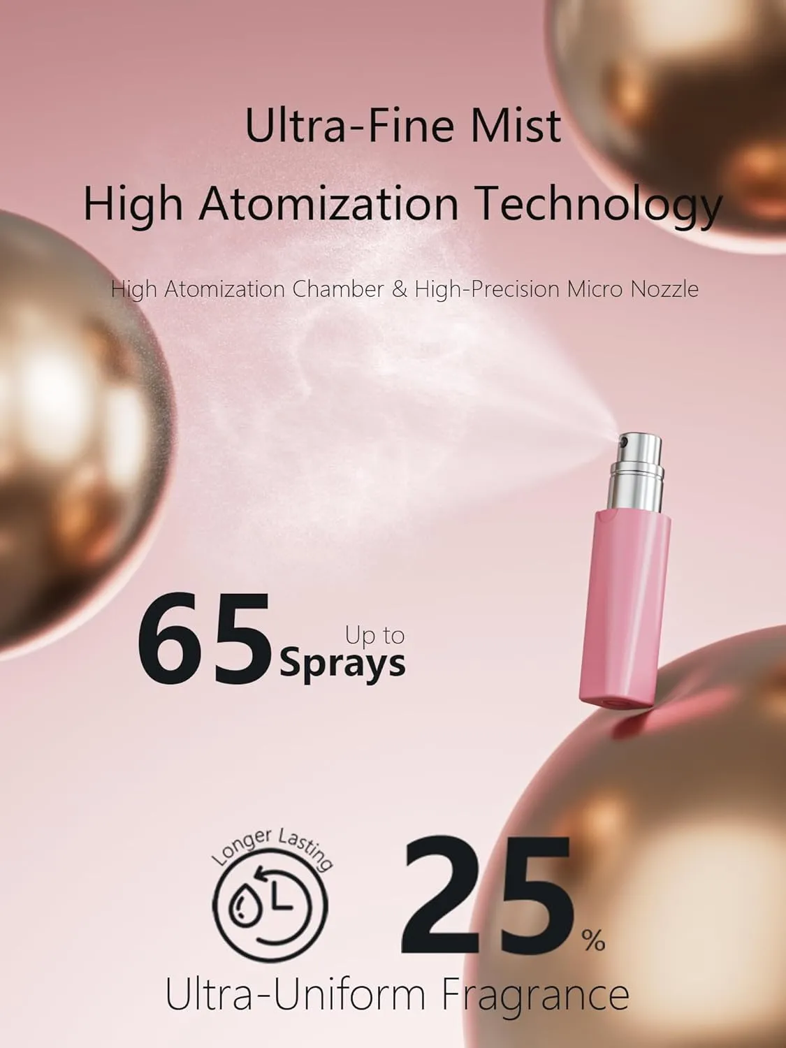 ATOM Refillable Perfume Atomizer (ATOM01, PINK)