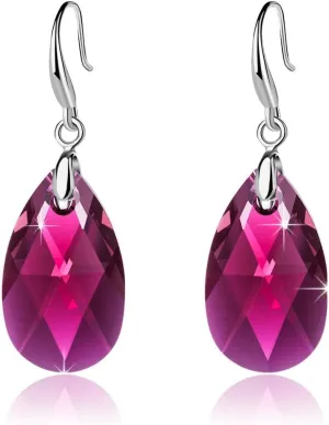 Austrian Crystal Teardrop Dangle Hook Earrings for Women 14K Gold Plated Hypoallergenic Jewelry