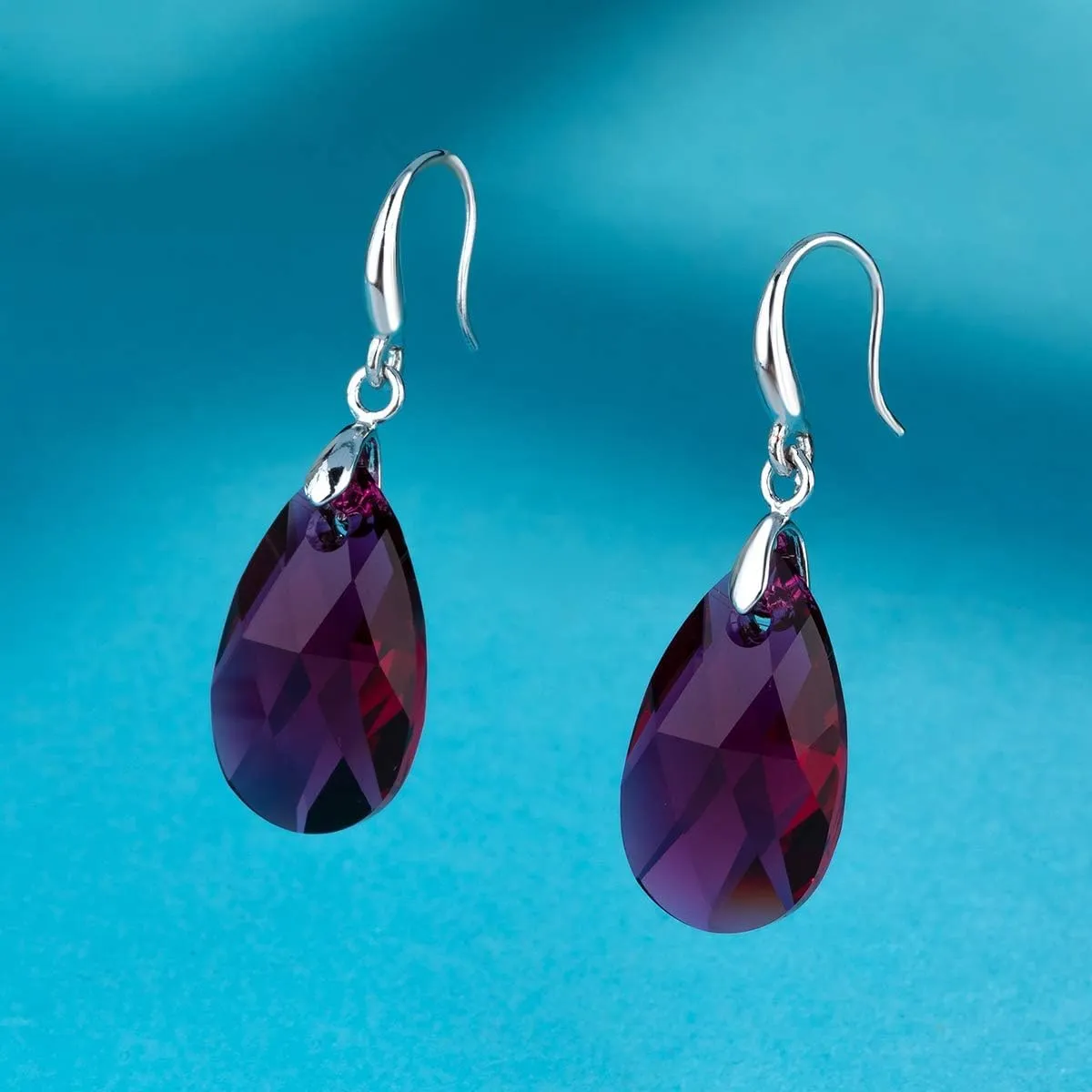 Austrian Crystal Teardrop Dangle Hook Earrings for Women 14K Gold Plated Hypoallergenic Jewelry