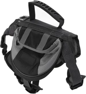 AYNEFY Dog Backpack Saddle Bag Adjustable Harness Saddlebag, Reflective Safety Side Pockets Vest, Dog Pack for Hiking, Camping, Traveling Medium Large with (Black)