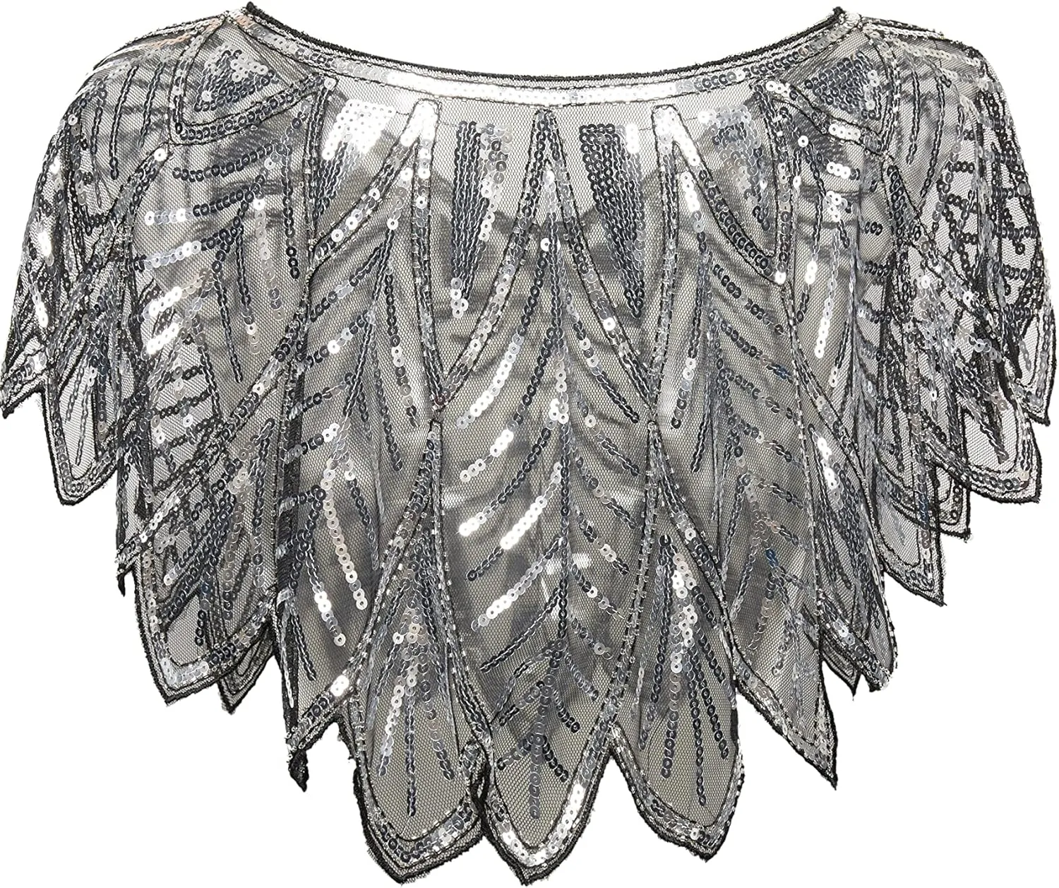 BABEYOND 1920s Shawl Wraps Sequin Beaded Evening Cape Bridal Shawl