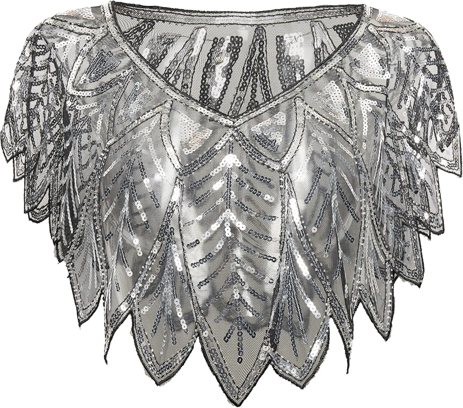 BABEYOND 1920s Shawl Wraps Sequin Beaded Evening Cape Bridal Shawl