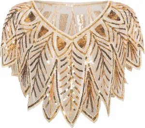 BABEYOND 1920s Shawl Wraps Sequin Beaded Evening Cape Bridal Shawl