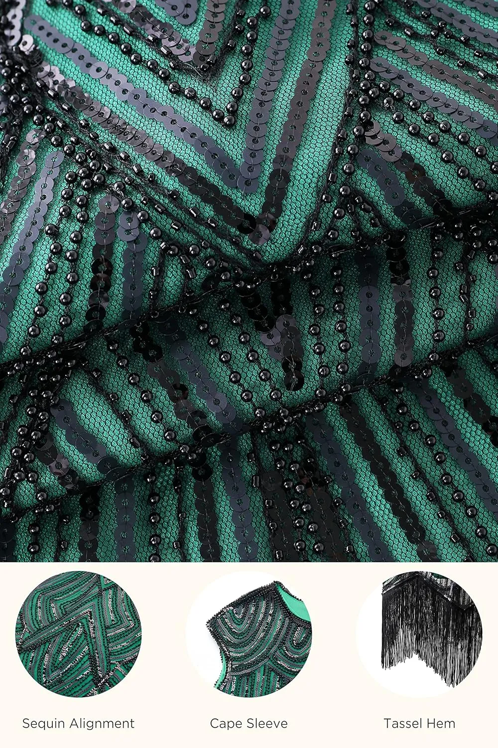 BABEYOND Women's Flapper Dresses 1920s Beaded Fringed Great Gatsby Dress