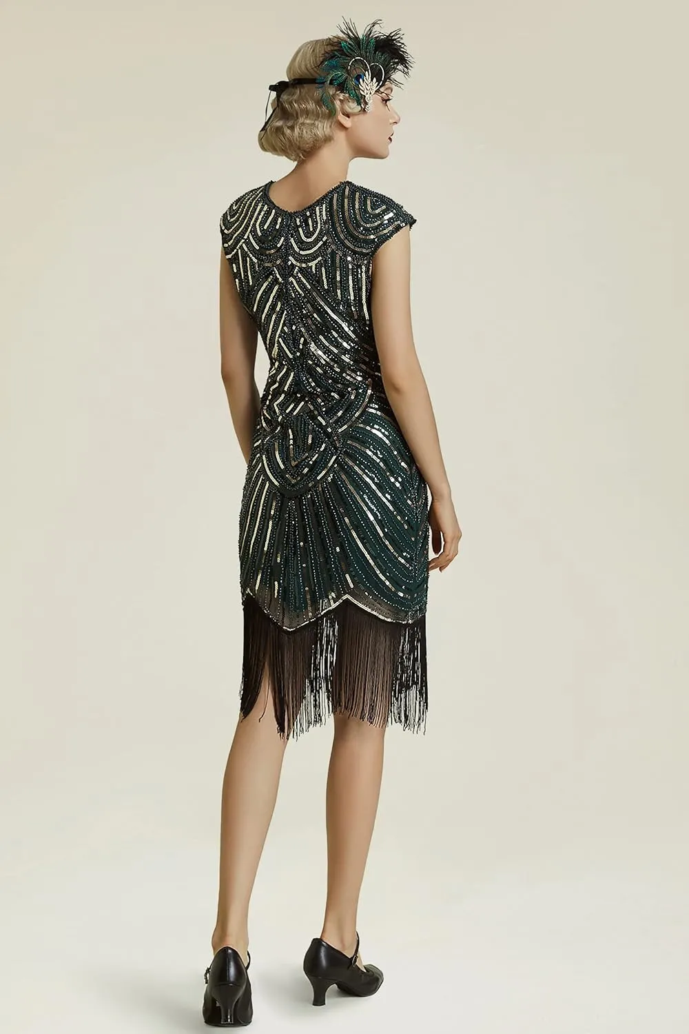 BABEYOND Women's Flapper Dresses 1920s Beaded Fringed Great Gatsby Dress