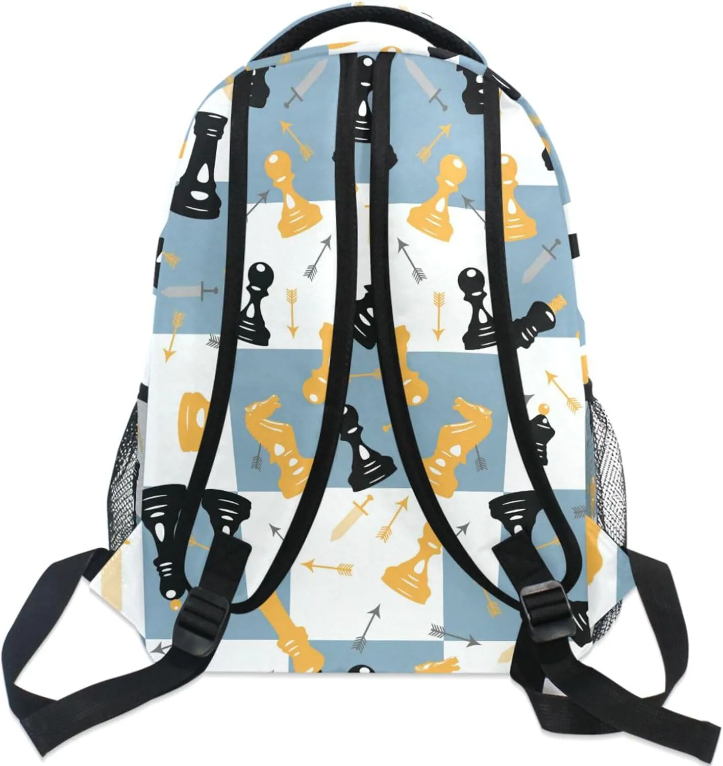 Backpack Blue White Chess Board Bookbag Daypack Travel Hiking Camping School Laptop Bag