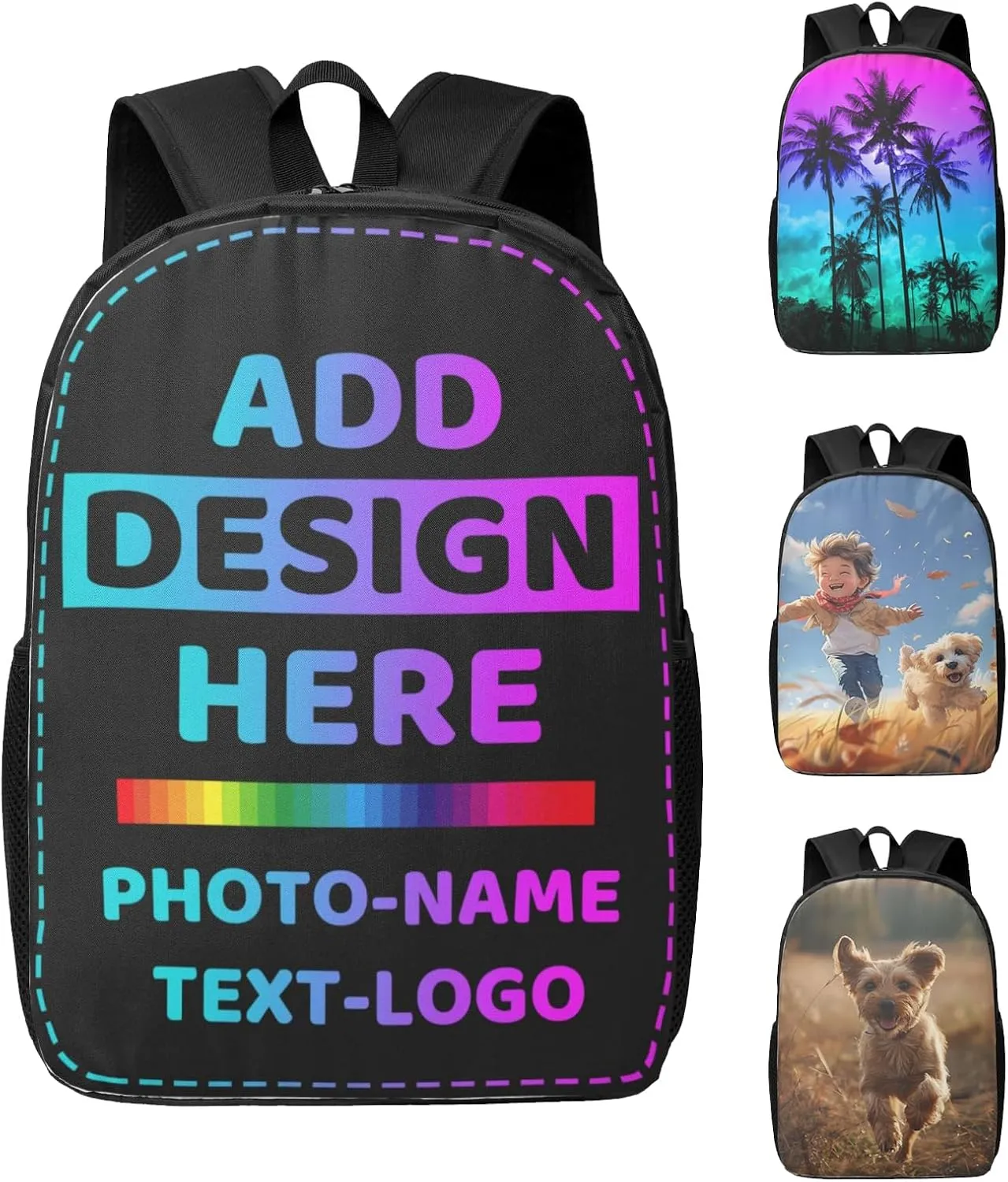 Backpack for Man Women Personalized Backpacks Design with Text Photo Name Logo Customized Large Capacity Casual Travel Laptop Bag 17in