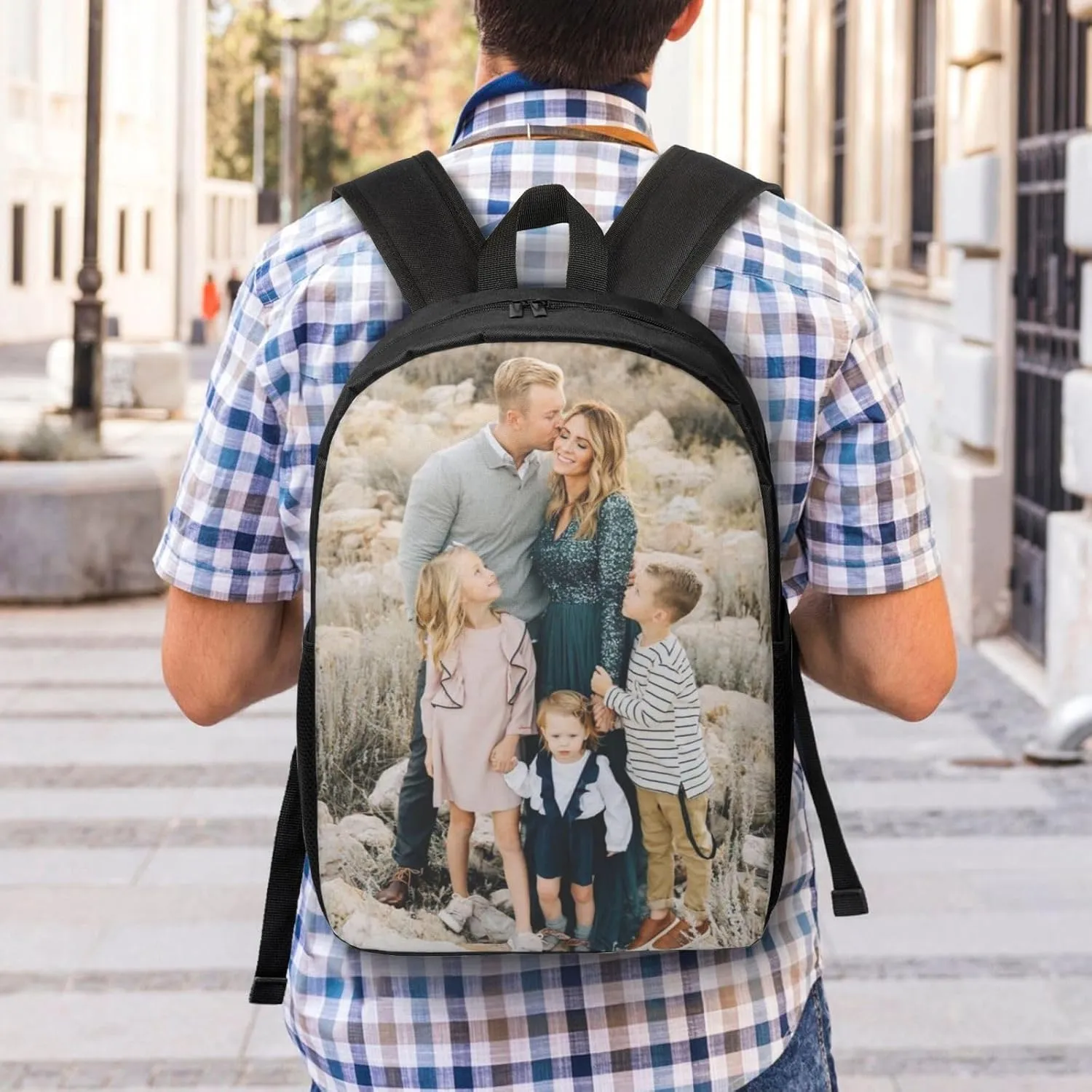 Backpack for Man Women Personalized Backpacks Design with Text Photo Name Logo Customized Large Capacity Casual Travel Laptop Bag 17in