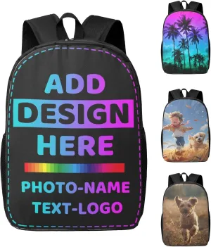 Backpack for Man Women Personalized Backpacks Design with Text Photo Name Logo Customized Large Capacity Casual Travel Laptop Bag 17in