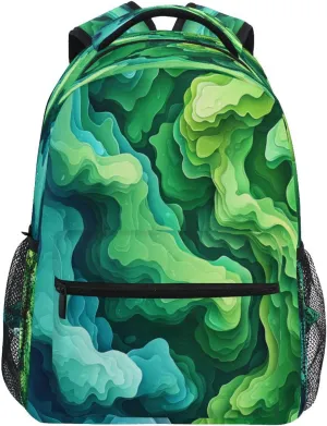 Backpacks for Teens Boys Girls Waterproof Stylish Travel Bags with Chest Strap for Travel Trip Spinach Landscape Style