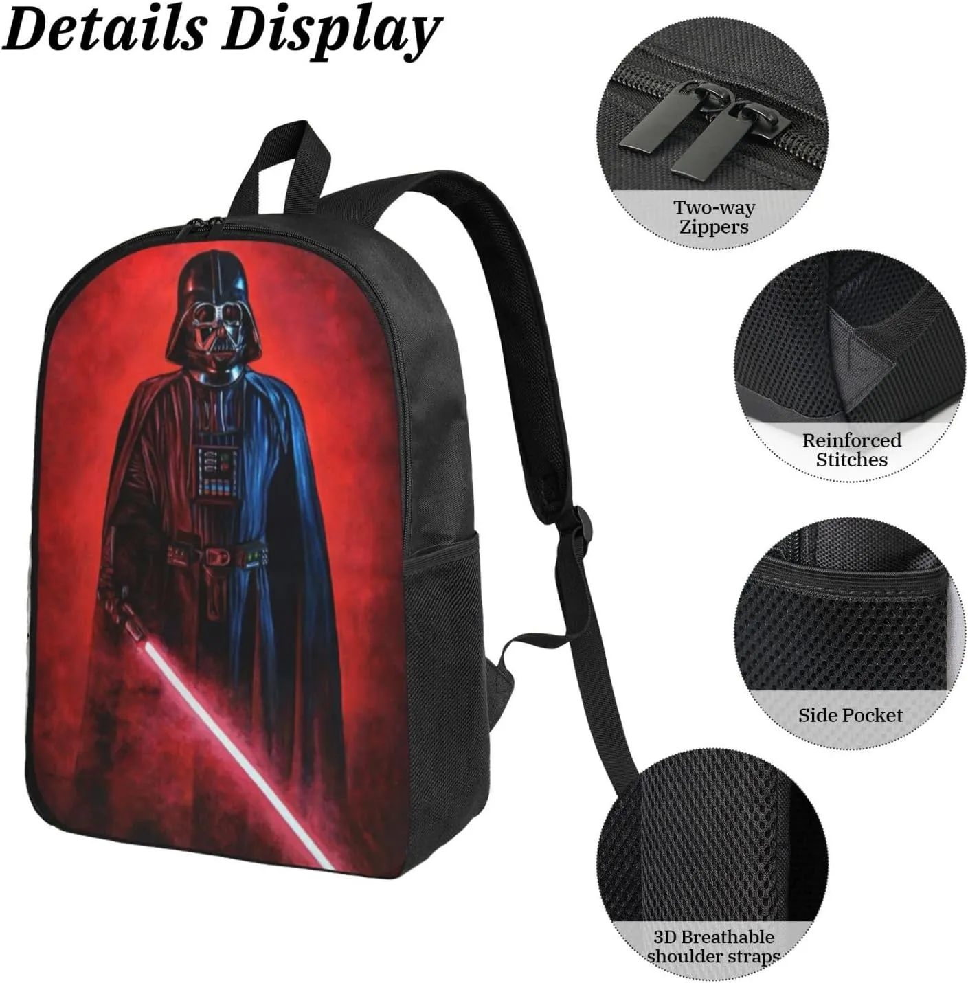 Backpacks Pen Bag Lunch Bag Set Darth Lightsaber Vader Casual Elementary Daypacks Lightweight Elementary Laptop Backpack Camping Travel Bookbag