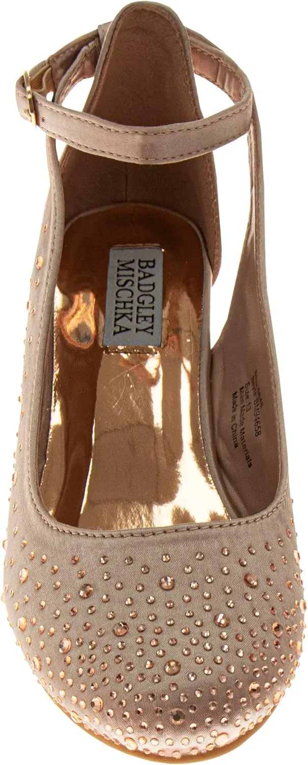 Badgley Mischka Heel Dress Pumps Closed Toe Rhinestone Shoes for Girl Kids (Silver/Gold/White/Black) (Little Kid - Big Kid)