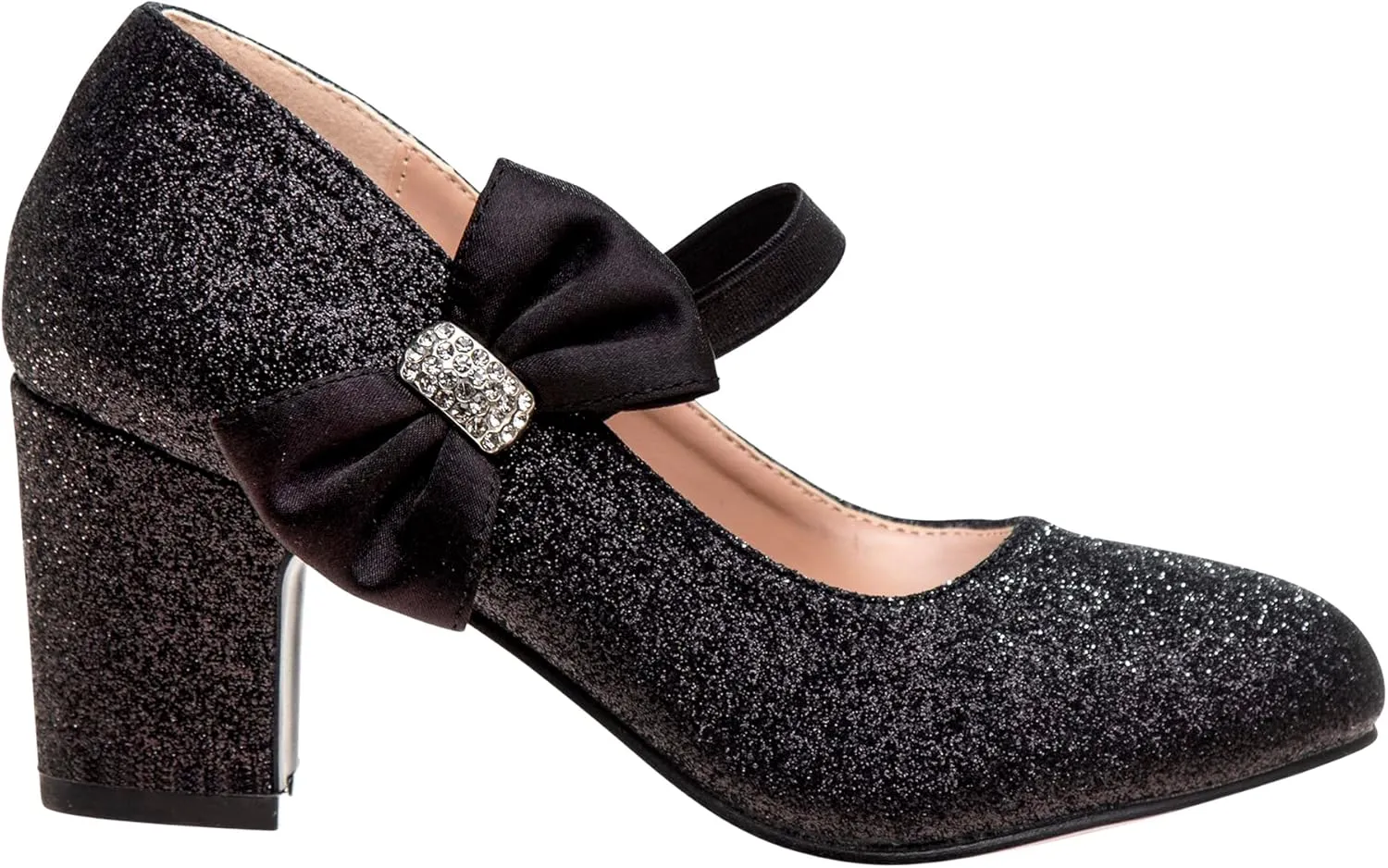 Badgley Mischka Heel Dress Pumps Closed Toe Rhinestone Shoes for Girl Kids (Silver/Gold/White/Black) (Little Kid - Big Kid)