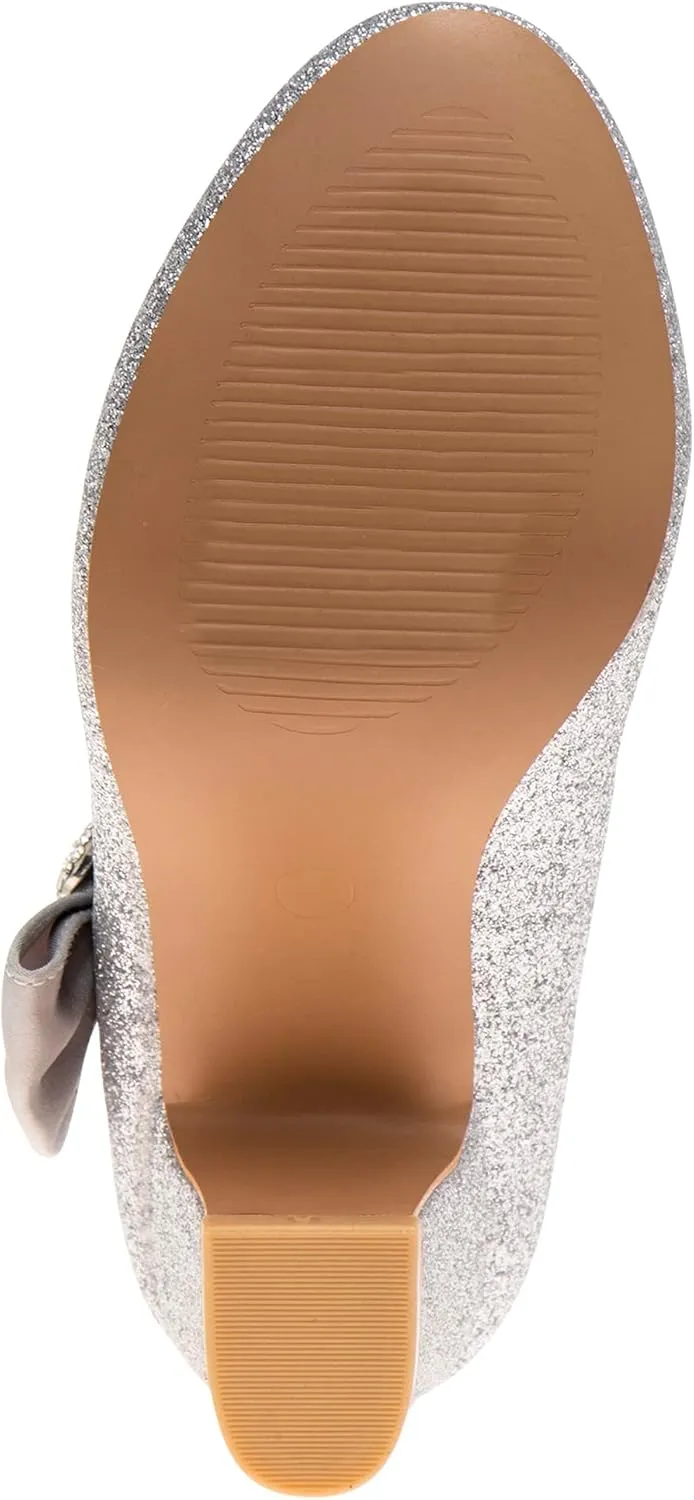 Badgley Mischka Heel Dress Pumps Closed Toe Rhinestone Shoes for Girl Kids (Silver/Gold/White/Black) (Little Kid - Big Kid)