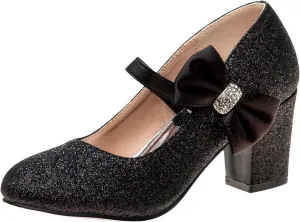 Badgley Mischka Heel Dress Pumps Closed Toe Rhinestone Shoes for Girl Kids (Silver/Gold/White/Black) (Little Kid - Big Kid)