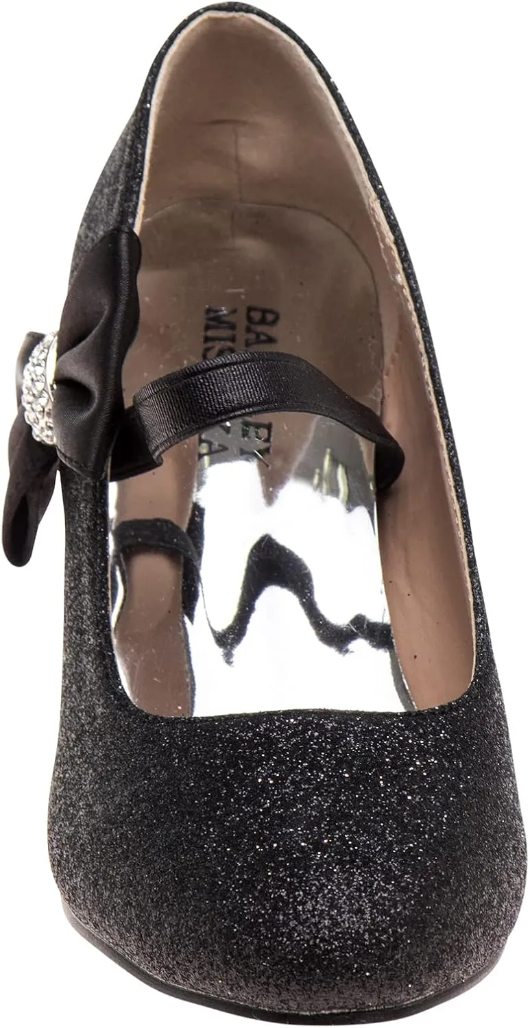 Badgley Mischka Heel Dress Pumps Closed Toe Rhinestone Shoes for Girl Kids (Silver/Gold/White/Black) (Little Kid - Big Kid)