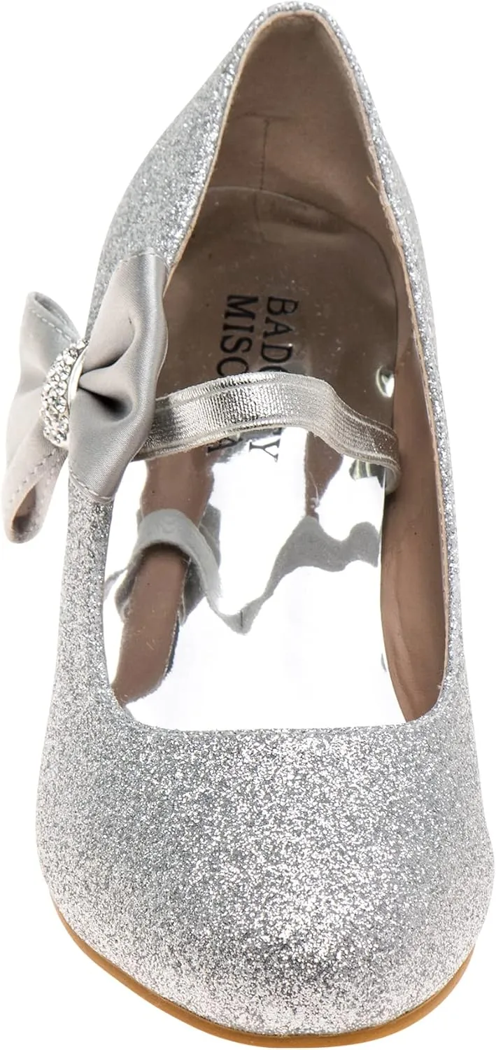 Badgley Mischka Heel Dress Pumps Closed Toe Rhinestone Shoes for Girl Kids (Silver/Gold/White/Black) (Little Kid - Big Kid)