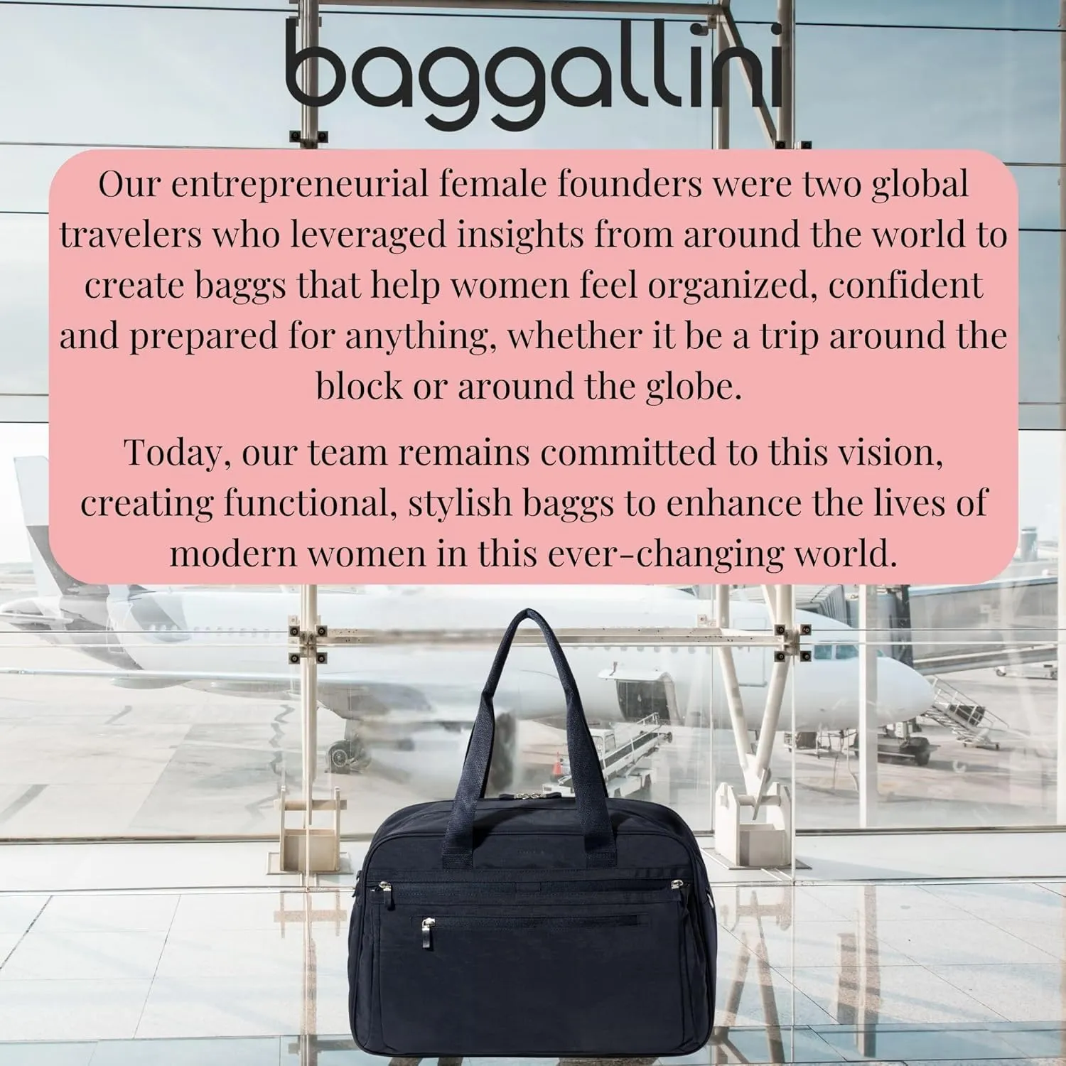 Baggallini Weekender Expandable Duffel - Lightweight 11x17 Inch Overnight Travel Bag