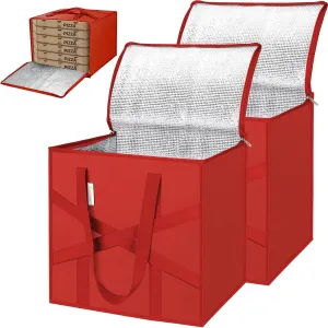 BALEINE 2Pk Insulated Reusable Grocery Bags, Collapsible Cooler Bag for Groceries, Heavy Duty Large Insulated Bag (X-Large, Bright Red)