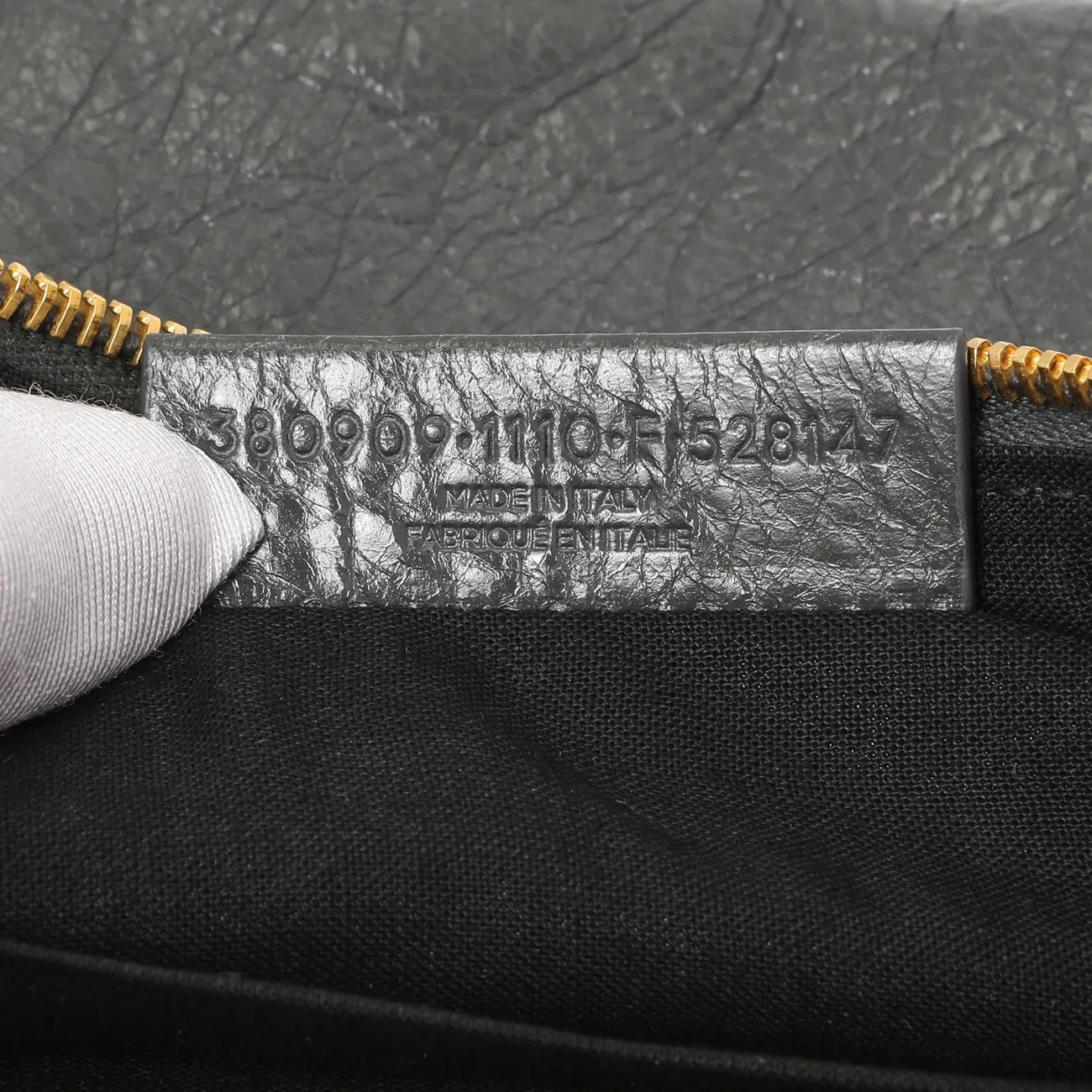 Balenciaga Gris Fossile Lambskin Giant 12 Zip Pouch