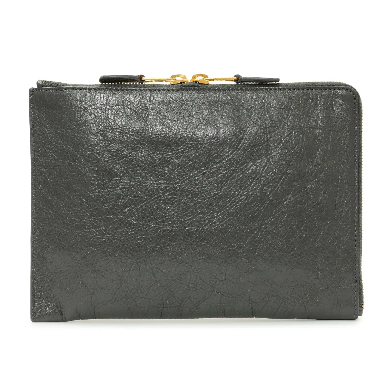 Balenciaga Gris Fossile Lambskin Giant 12 Zip Pouch