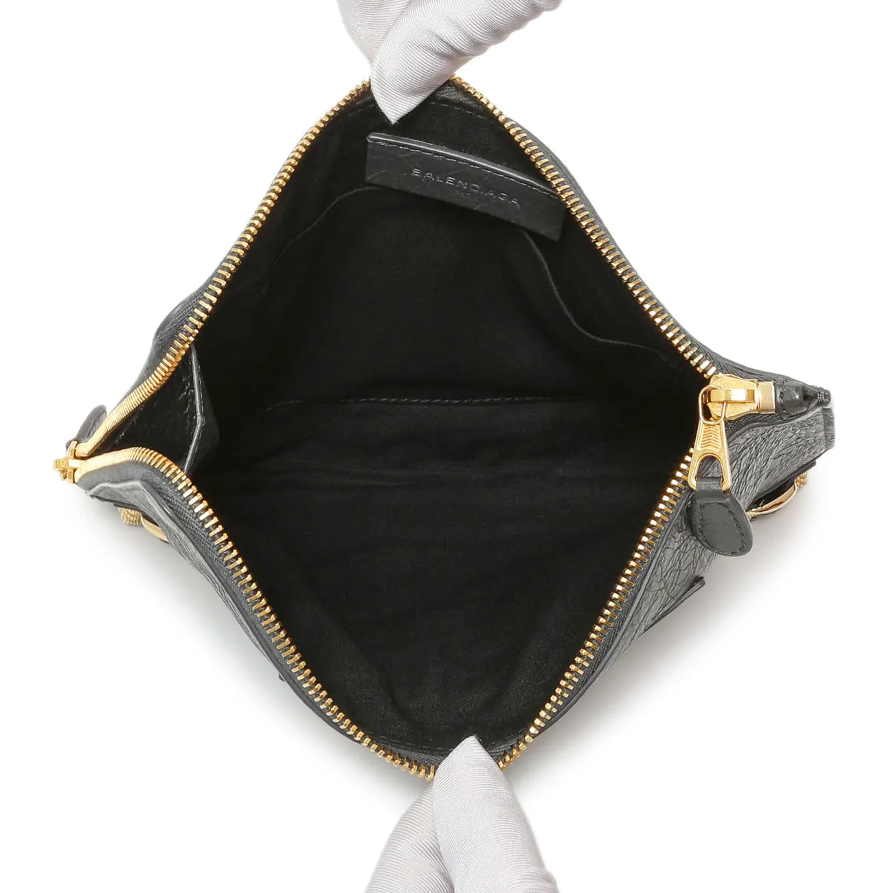 Balenciaga Gris Fossile Lambskin Giant 12 Zip Pouch