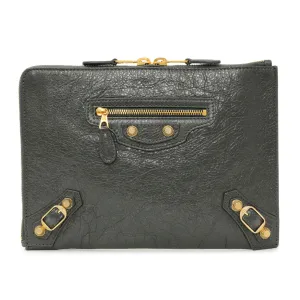 Balenciaga Gris Fossile Lambskin Giant 12 Zip Pouch