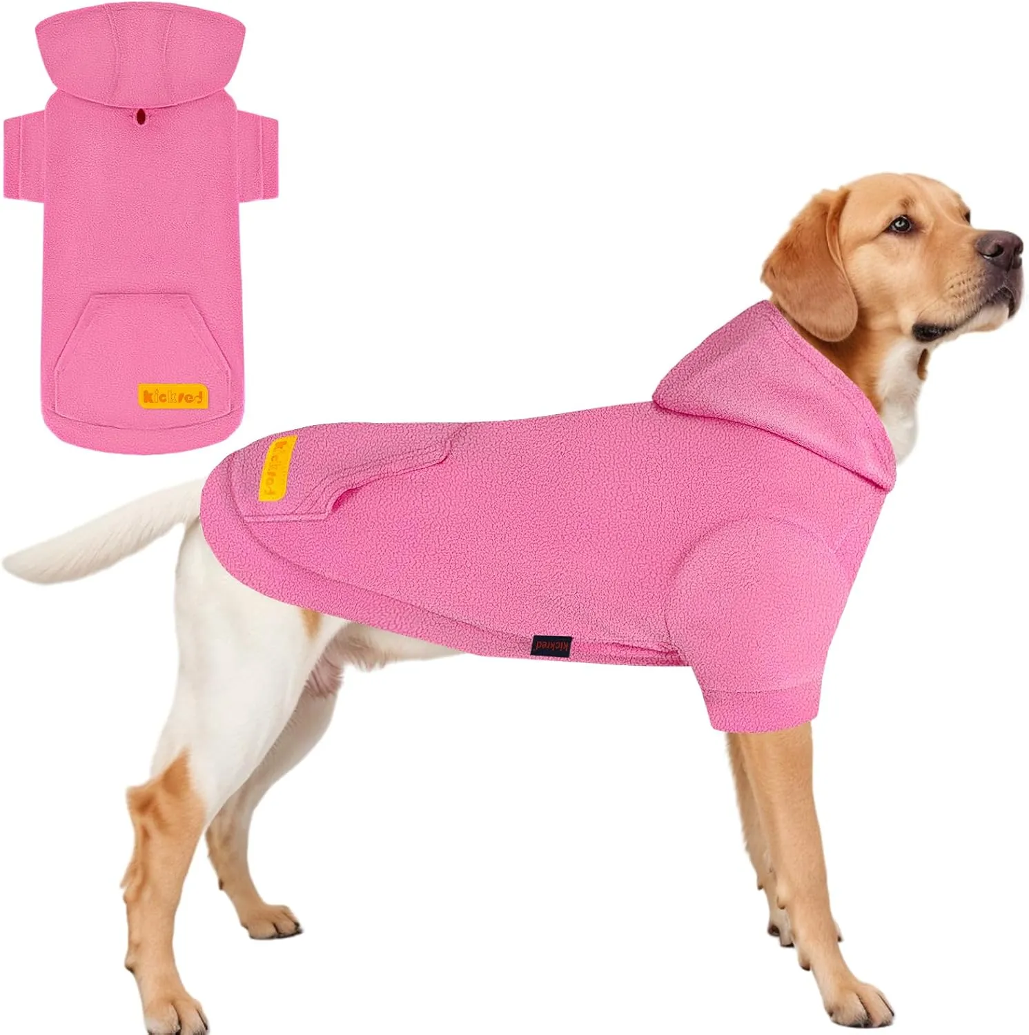 Basic Dog Hoodie Sweatshirts, Pet Clothes Hoodies, Granular Velvet, Sweater with Hat and Leash Hole, Soft Velvet Outfit Coat for Small Medium Large Dogs, Purple Pink (XX-Large)