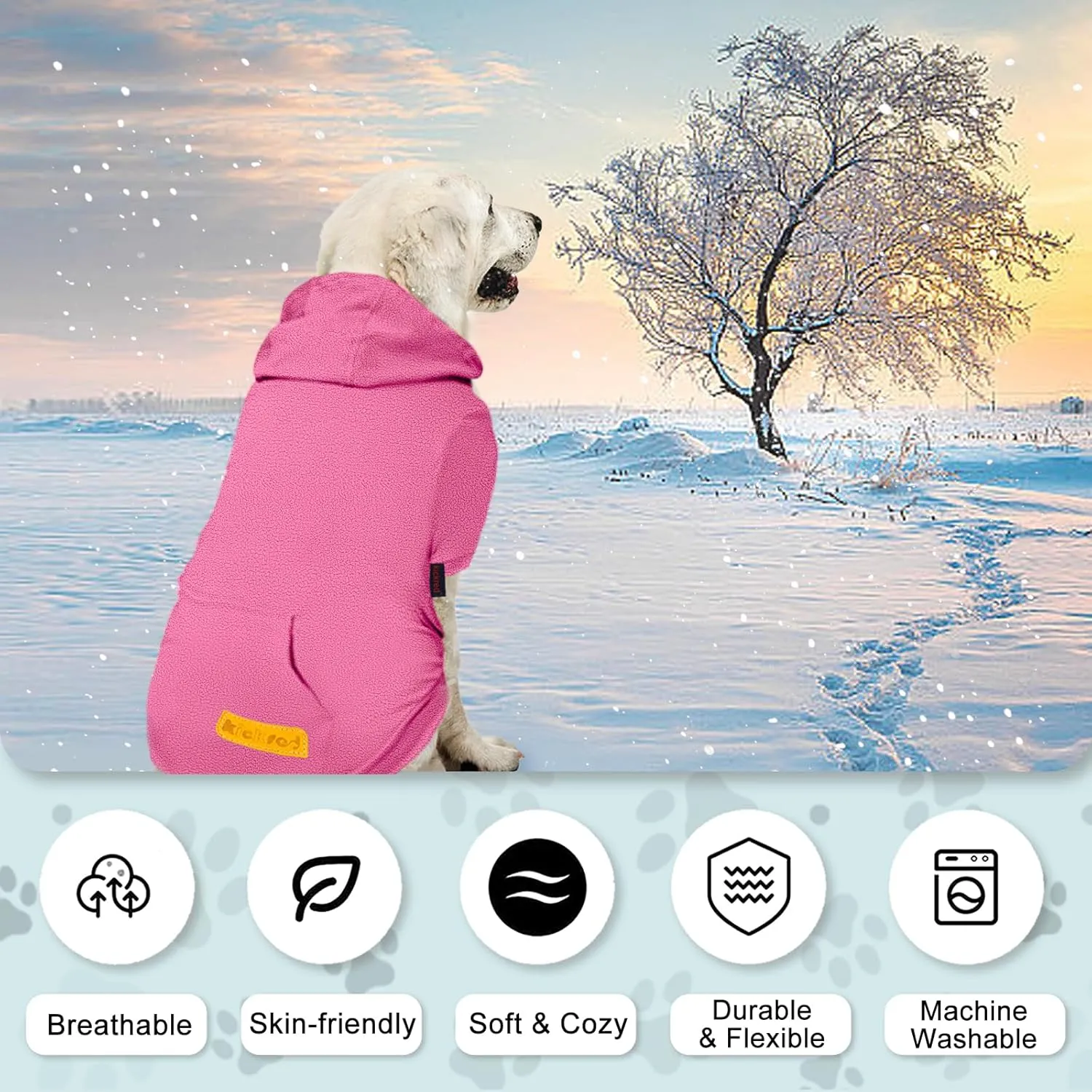 Basic Dog Hoodie Sweatshirts, Pet Clothes Hoodies, Granular Velvet, Sweater with Hat and Leash Hole, Soft Velvet Outfit Coat for Small Medium Large Dogs, Purple Pink (XX-Large)