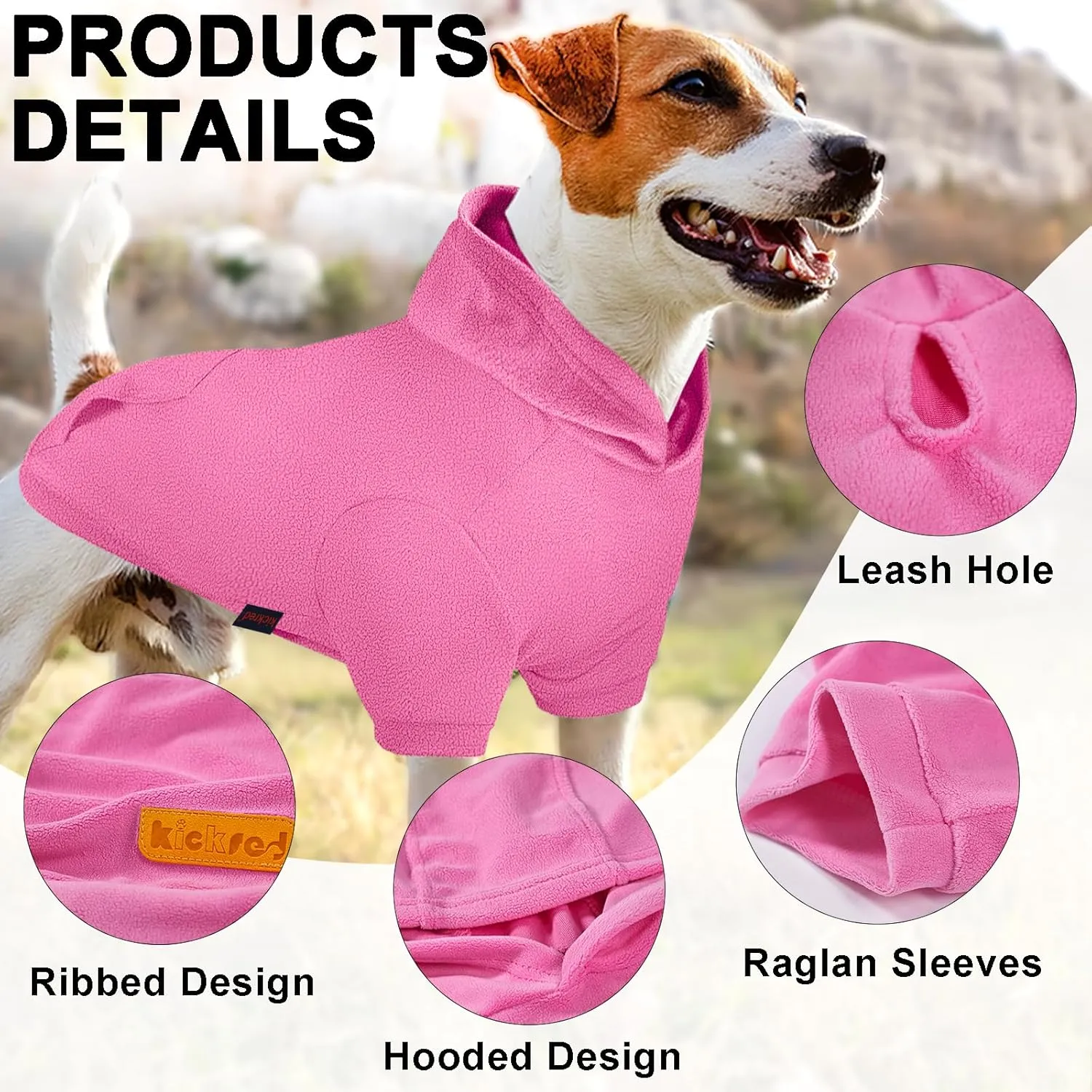 Basic Dog Hoodie Sweatshirts, Pet Clothes Hoodies, Granular Velvet, Sweater with Hat and Leash Hole, Soft Velvet Outfit Coat for Small Medium Large Dogs, Purple Pink (XX-Large)