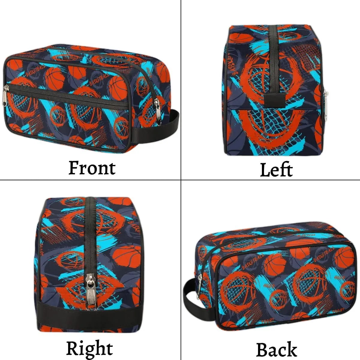 Basketball Travel Toiletry Bag for Boys Men, Hanging Dopp Kit for Kids, Waterproof Shaving Bag for Bathroom Toiletries Accessories