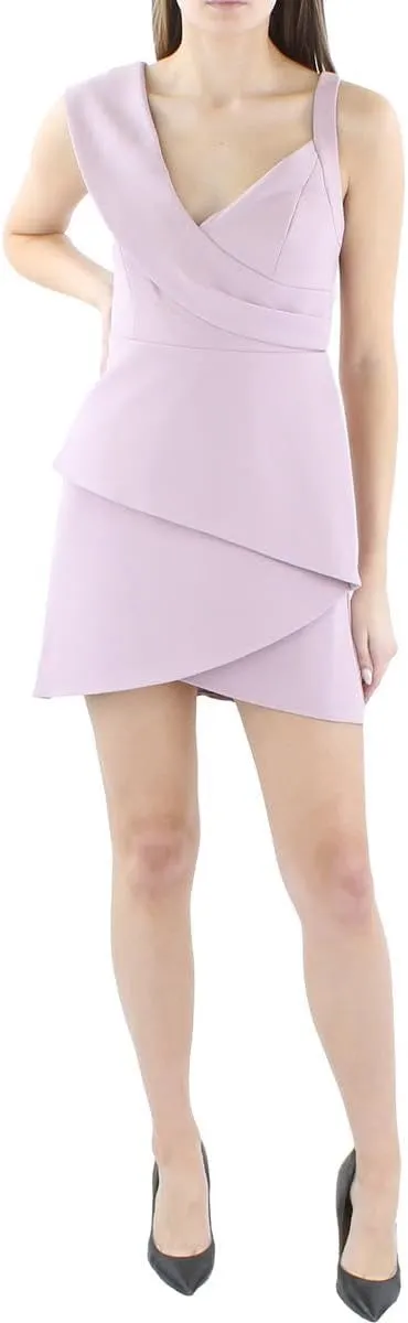 BCBGMAXAZRIA Women's Fit and Flare Peplum Asymmetrical Evening Dress