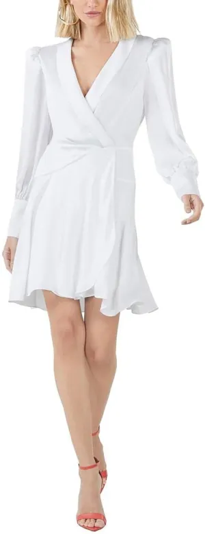 BCBGMAXAZRIA Women's Long Sleeve Mini Evening Dress with Ruffles