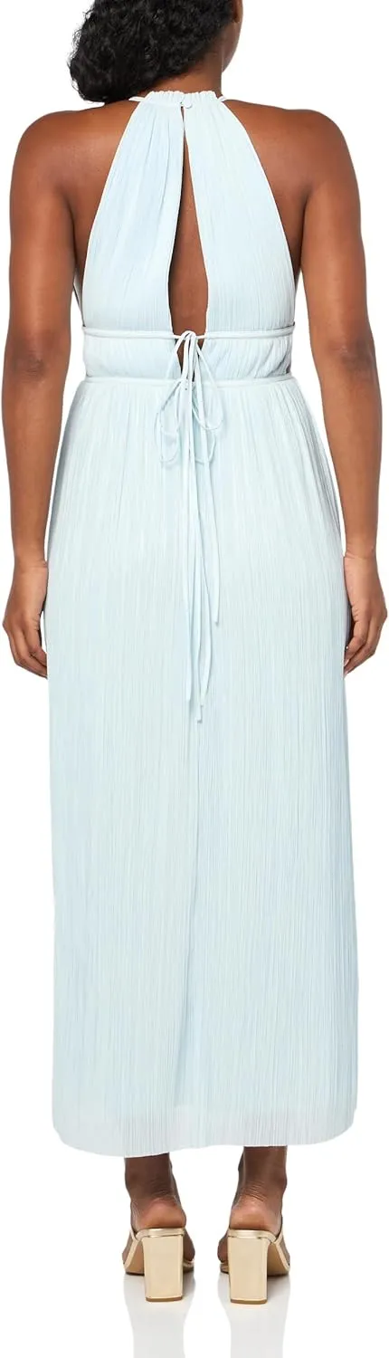 BCBGMAXAZRIA Women's Sleeveless Halter Neck Pleated Evening Maxi Dress