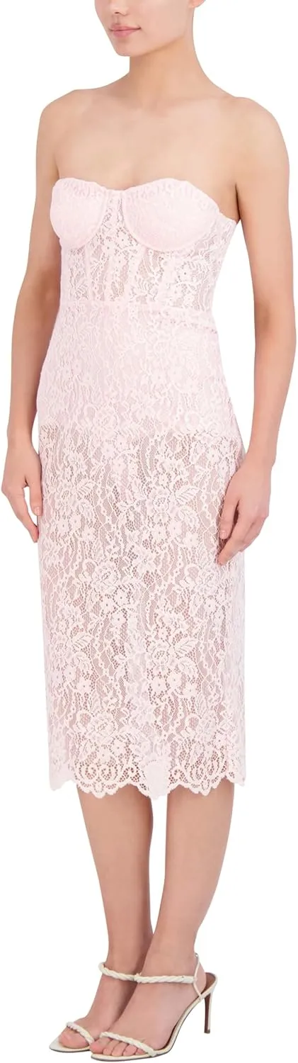 BCBGMAXAZRIA Women's Strapless Sweetheart Neck Midi Evening Dress
