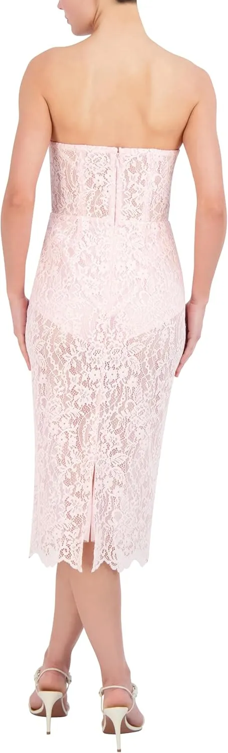 BCBGMAXAZRIA Women's Strapless Sweetheart Neck Midi Evening Dress