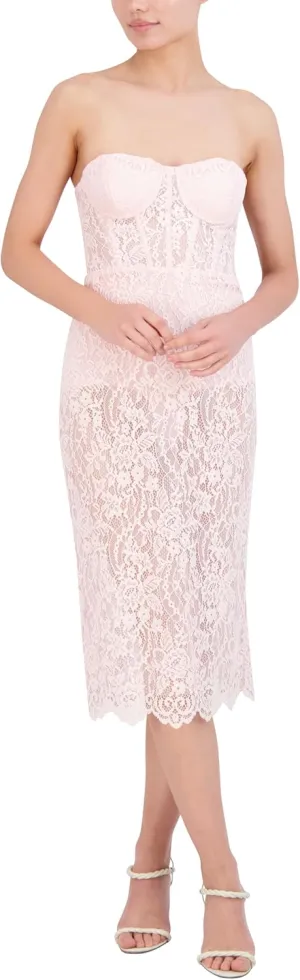 BCBGMAXAZRIA Women's Strapless Sweetheart Neck Midi Evening Dress