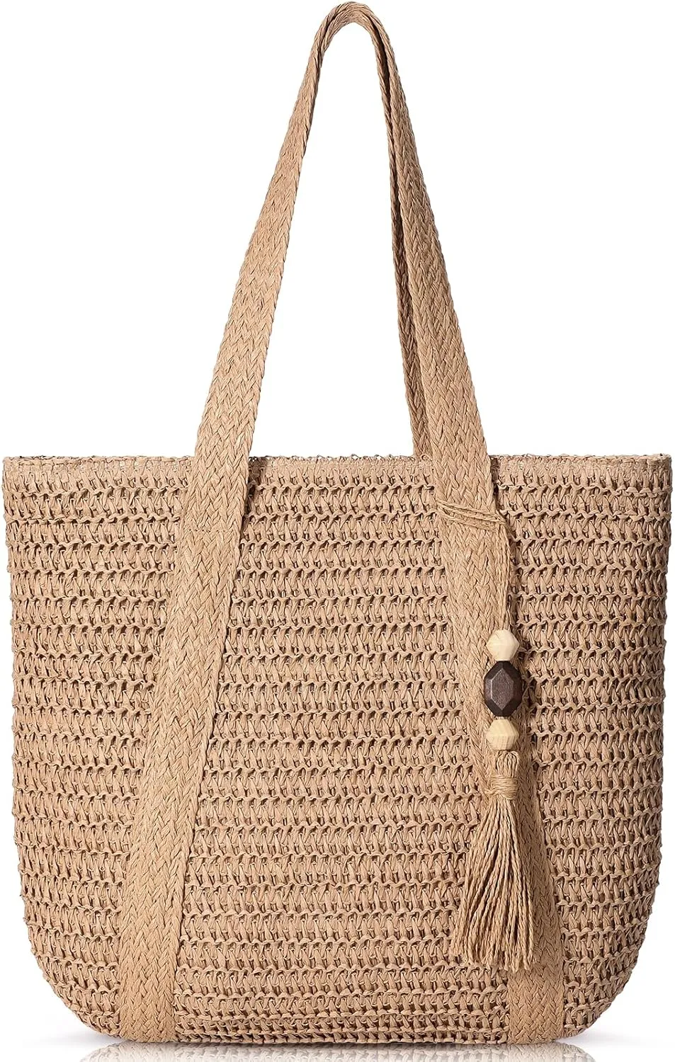 Beach Bags for Women, Large Beach Bag, Woven Straw Tote Bags Waterproof, Weaving Swim Shopping Travel Bag
