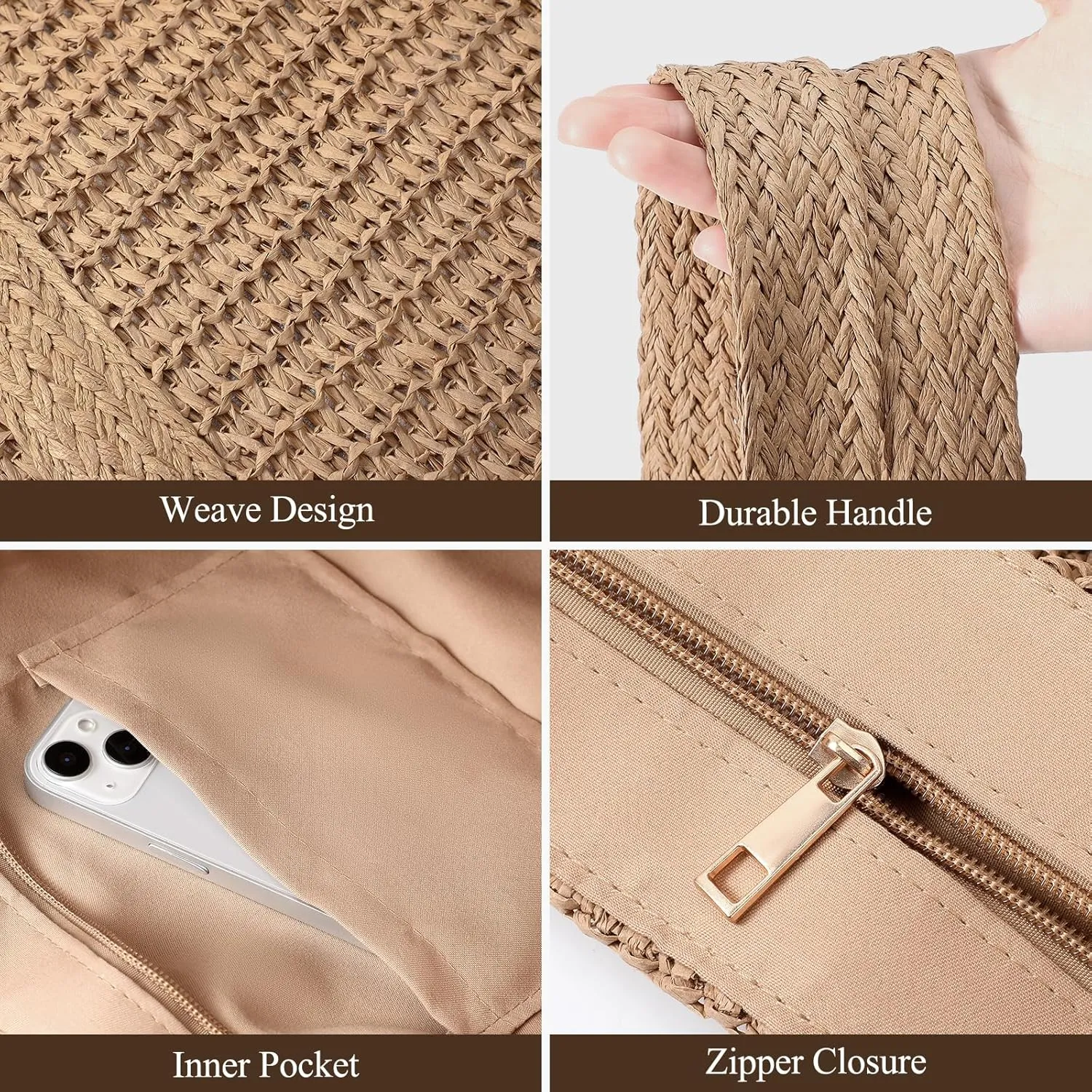 Beach Bags for Women, Large Beach Bag, Woven Straw Tote Bags Waterproof, Weaving Swim Shopping Travel Bag