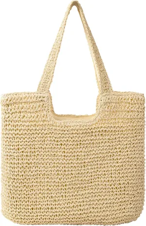Beach Bags for Women, Large Beach Bag, Woven Straw Tote Bags Waterproof, Weaving Swim Shopping Travel Bag