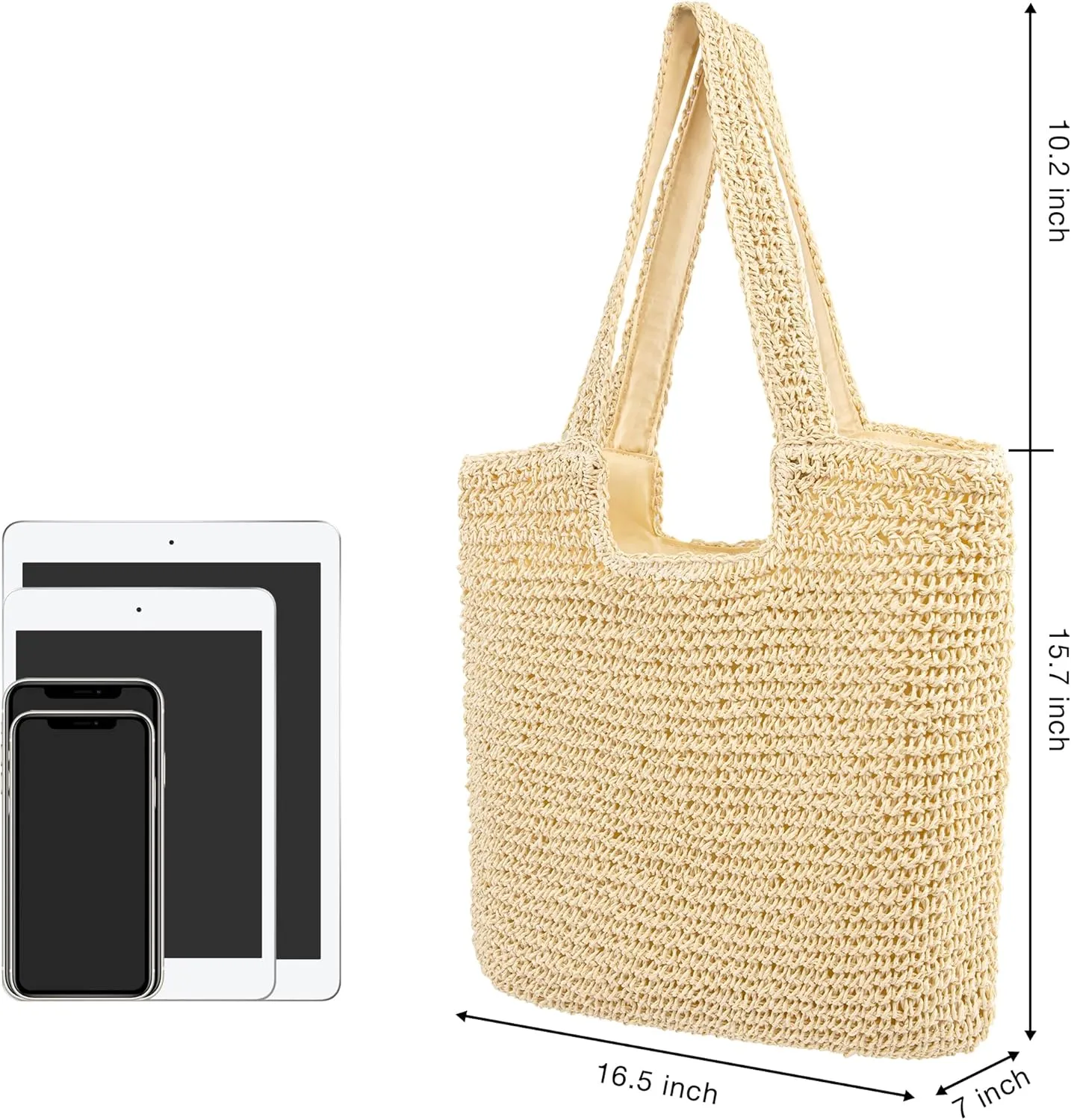 Beach Bags for Women, Large Beach Bag, Woven Straw Tote Bags Waterproof, Weaving Swim Shopping Travel Bag